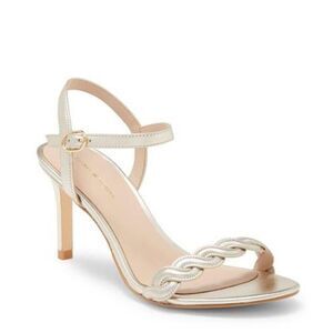 Revolve Stuart Weitzmann Twistie Stiletto 75 Sandal Heel in Natural Platino NWOT